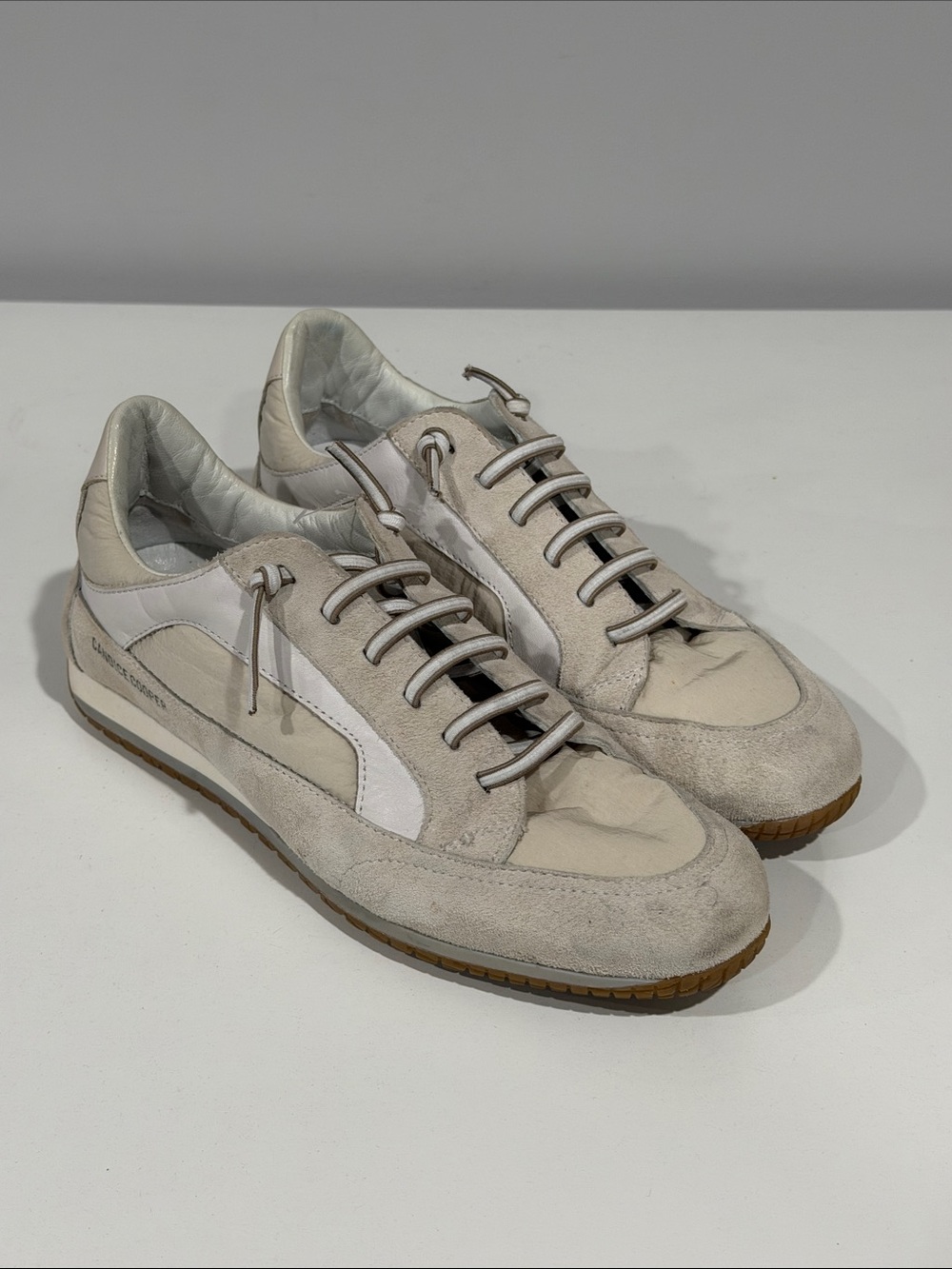 Candice Cooper White & Light Gray Suede Trainers 39